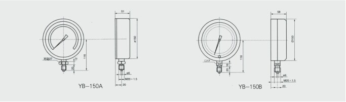 精密壓力表外形尺寸